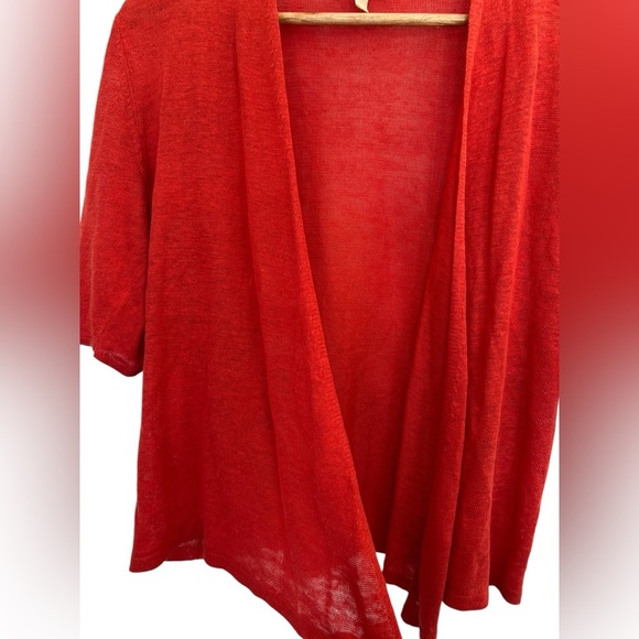 Eileen Fisher Women’s Size Petite Small Linen Knit Open Shrug Red/Orange - Picture 3 of 7